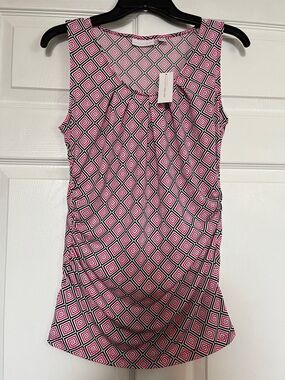 NY&C Geometric Pink Black White Sleeveless Shell Top - Women’s S - Stretch